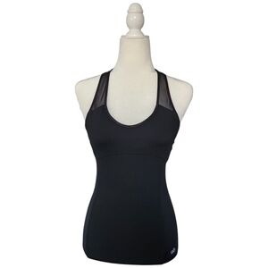 Alo Women's Black Chromatic Racerback Mesh Detail Active Tank